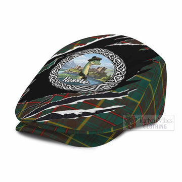 Ontario Tartan Loch Ness Monster Flat Cap, Jeff Cap Celtic Knot Nessie Art