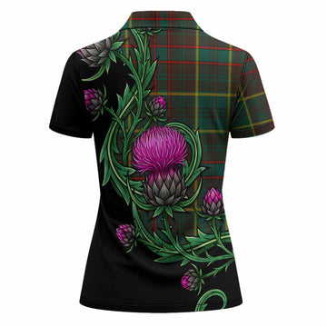 Ontario Tartan Women Polo Shirt Resilient Scottish Thistle