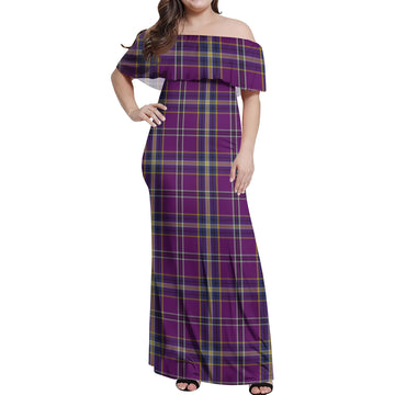 O'Riagain Tartan Off Shoulder Long Dress Women's Dress - Tartan Vibes Clothing