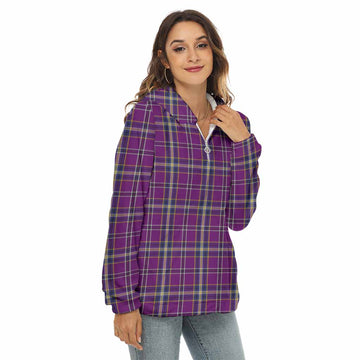 Tartan Vibes Clothing O'Riagain Tartan Women's Borg  Half Zip Fleece Hoodie