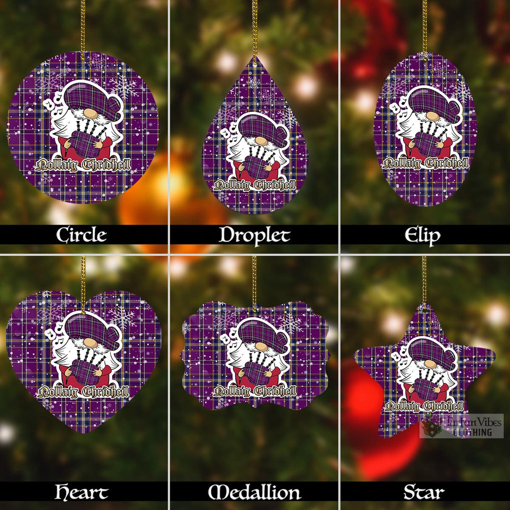O'Riagain Tartan Christmas Aluminium Ornament with Scottish Gnome Playing Bagpipes Aluminium - Tartan Vibes Clothing