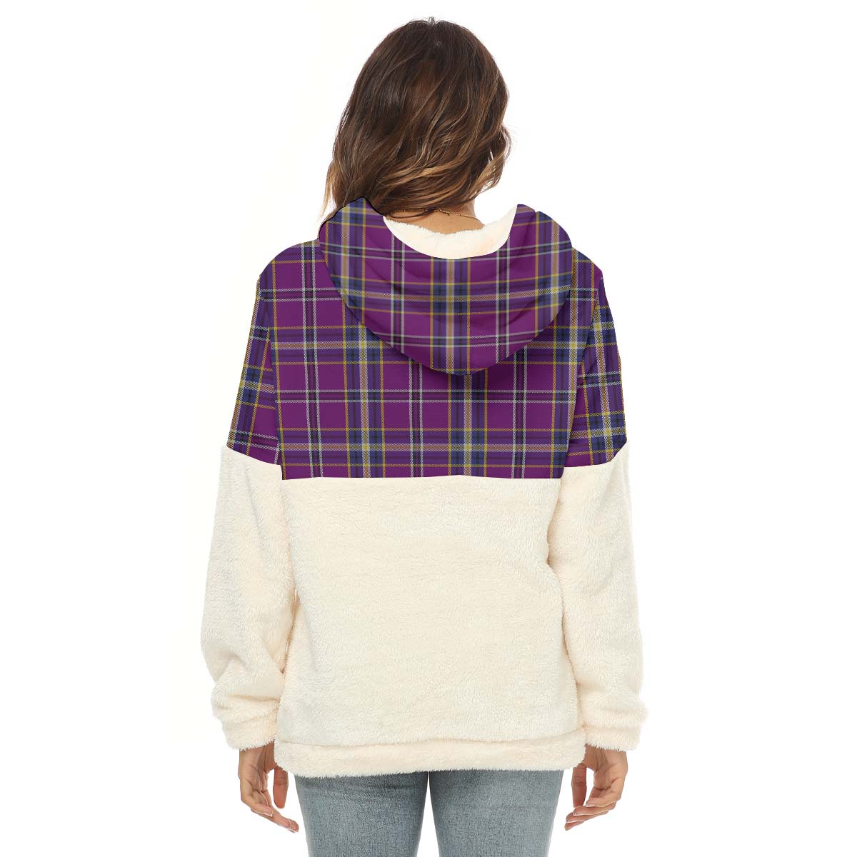 O'Riagain Tartan Half Style Women's Borg Fleece Hoodie with Half Zip - Tartan Vibes Clothing