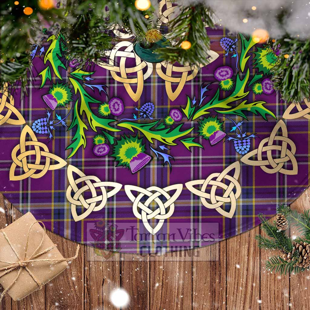 Tartan Vibes Clothing O'Riagain Tartan Christmas Tree Skirt with Thistle Celtic Knot Style