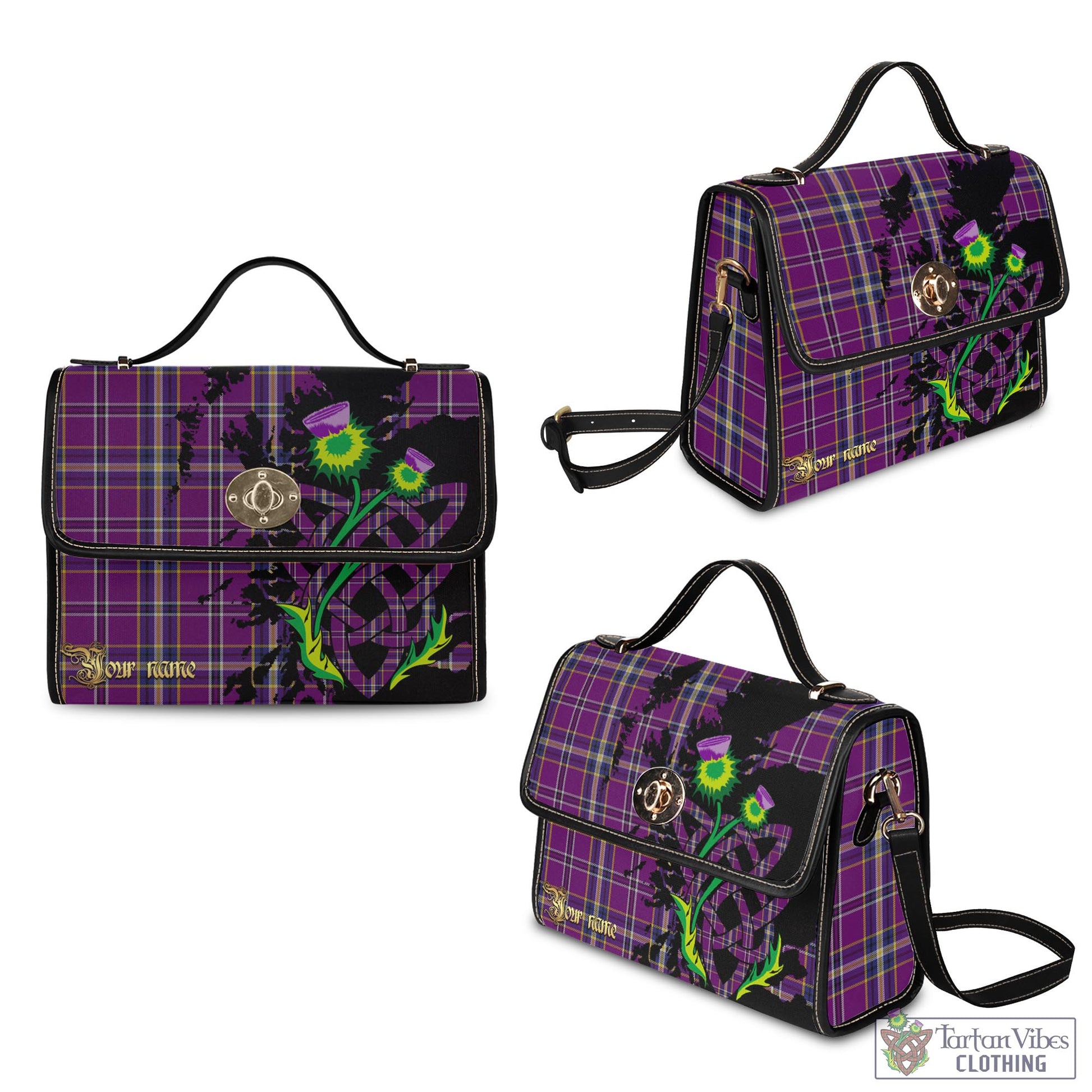 Tartan Vibes Clothing O'Riagain Tartan Waterproof Canvas Bag with Scotland Map and Thistle Celtic Accents