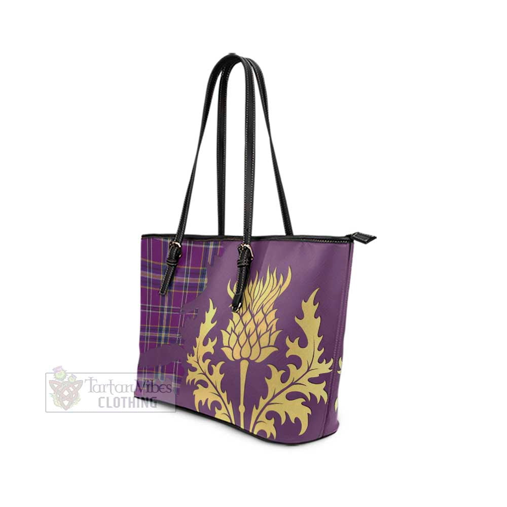 Tartan Vibes Clothing O'Riagain Tartan Leather Tote Bag Gold Thistle Style