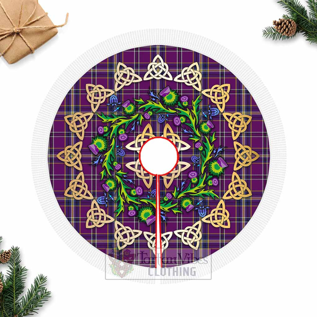 Tartan Vibes Clothing O'Riagain Tartan Christmas Tree Skirt with Thistle Celtic Knot Style