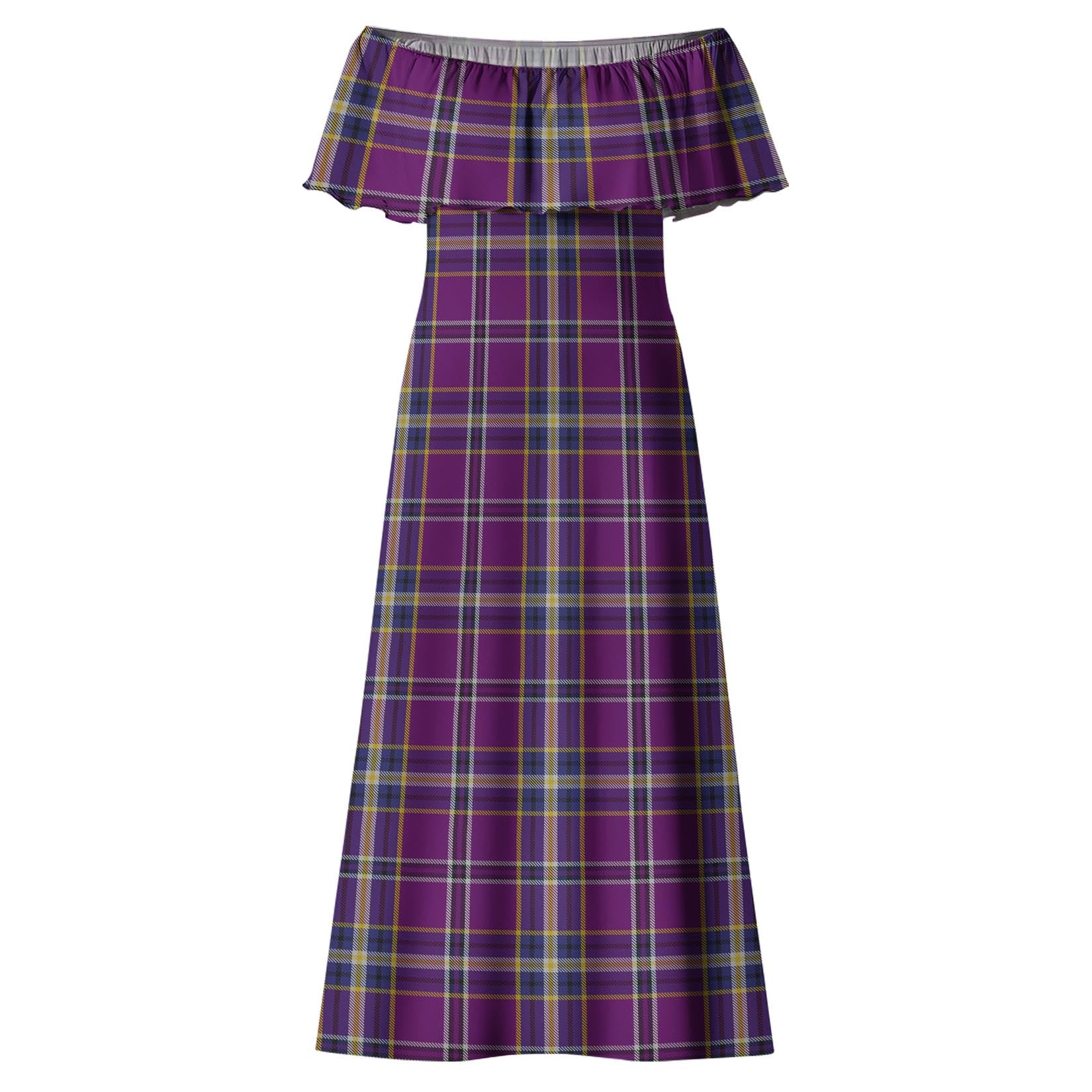 O'Riagain Tartan Off Shoulder Long Dress - Tartan Vibes Clothing