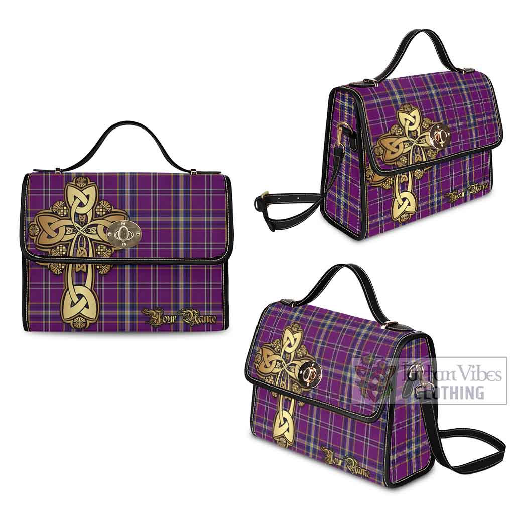 Tartan Vibes Clothing O'Riagain Tartan Waterproof Canvas Bag Golden Thistle Celtic Cross Style
