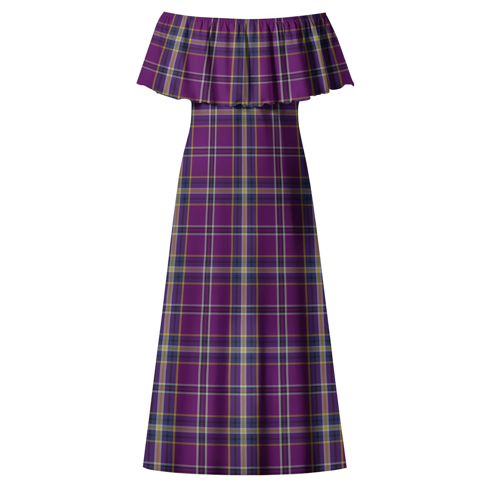 O'Riagain Tartan Off Shoulder Long Dress - Tartan Vibes Clothing