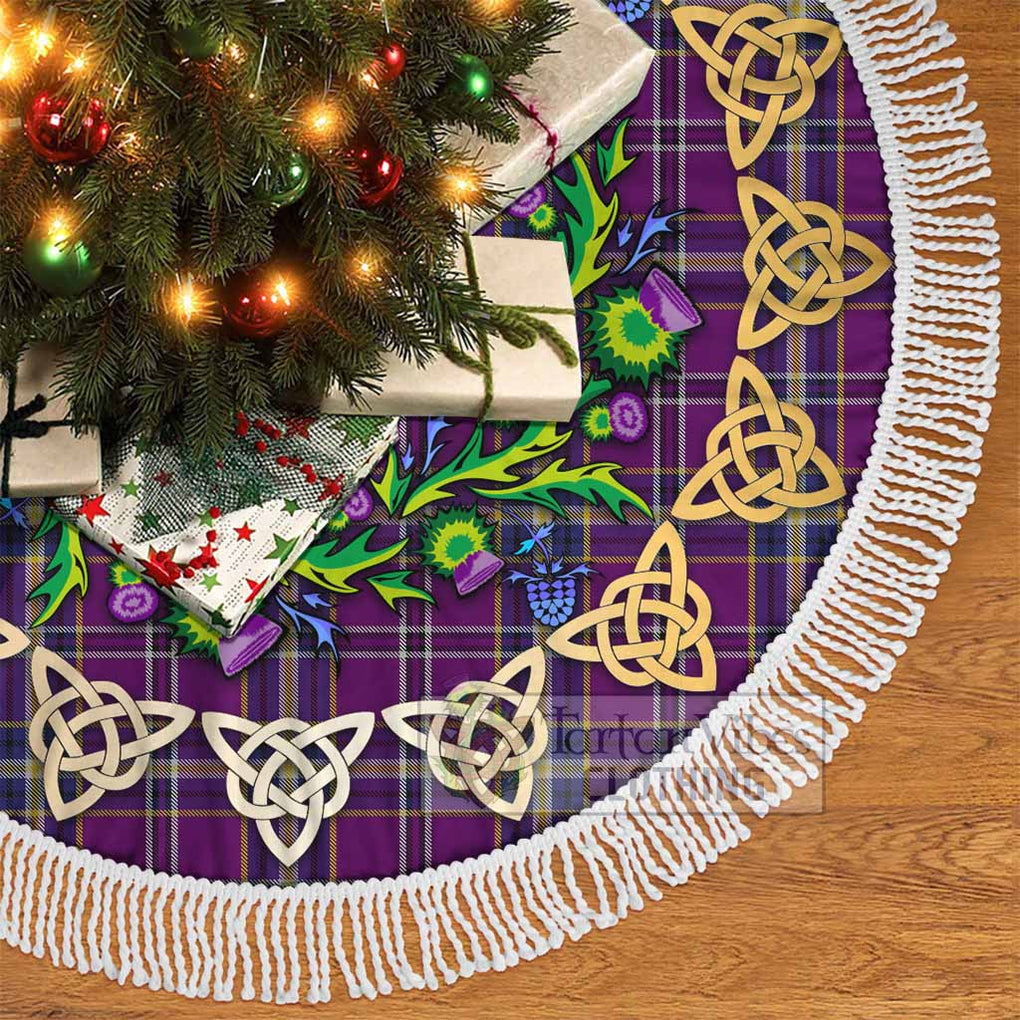 Tartan Vibes Clothing O'Riagain Tartan Christmas Tree Skirt with Thistle Celtic Knot Style