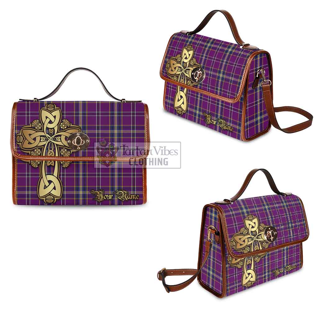 Tartan Vibes Clothing O'Riagain Tartan Waterproof Canvas Bag Golden Thistle Celtic Cross Style
