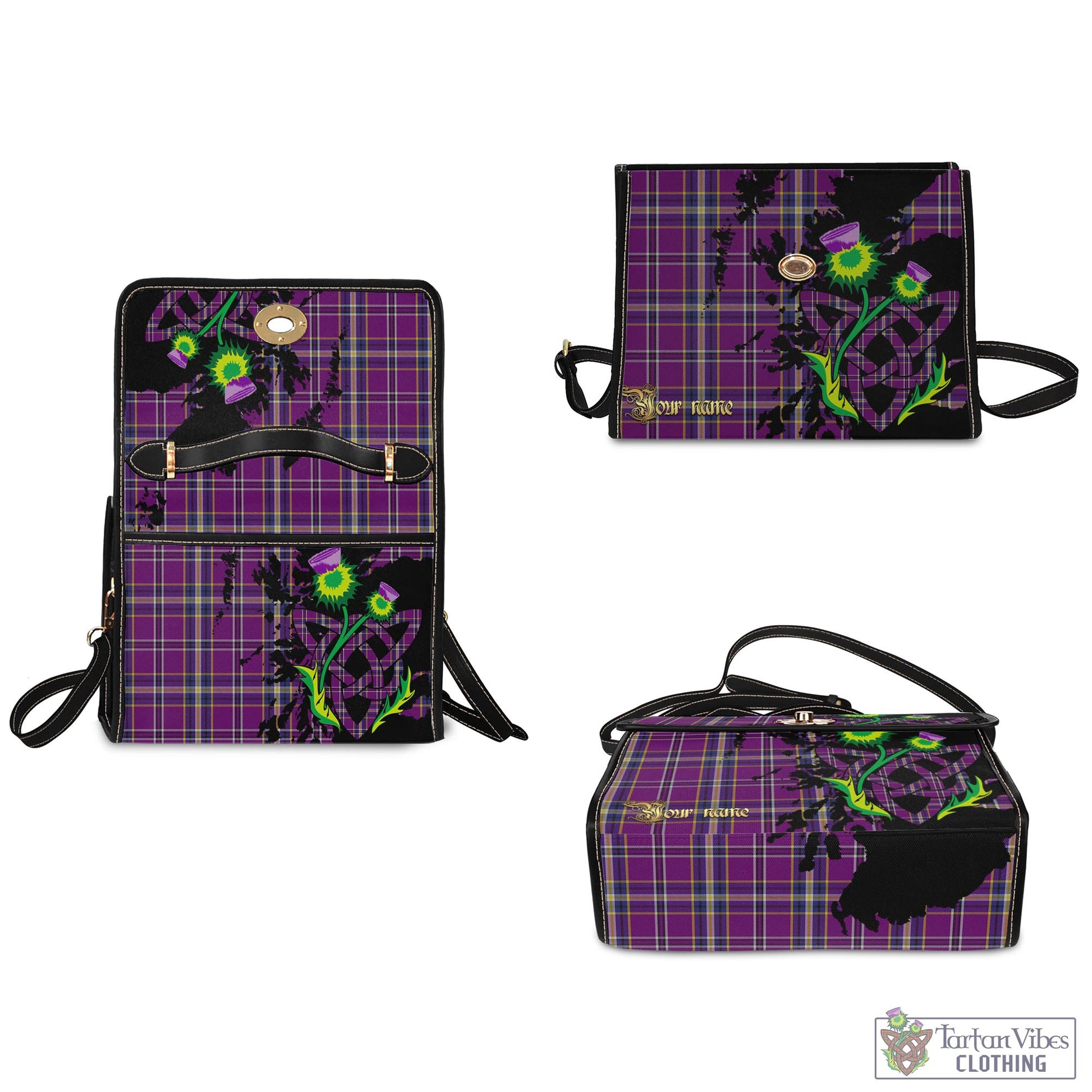 Tartan Vibes Clothing O'Riagain Tartan Waterproof Canvas Bag with Scotland Map and Thistle Celtic Accents