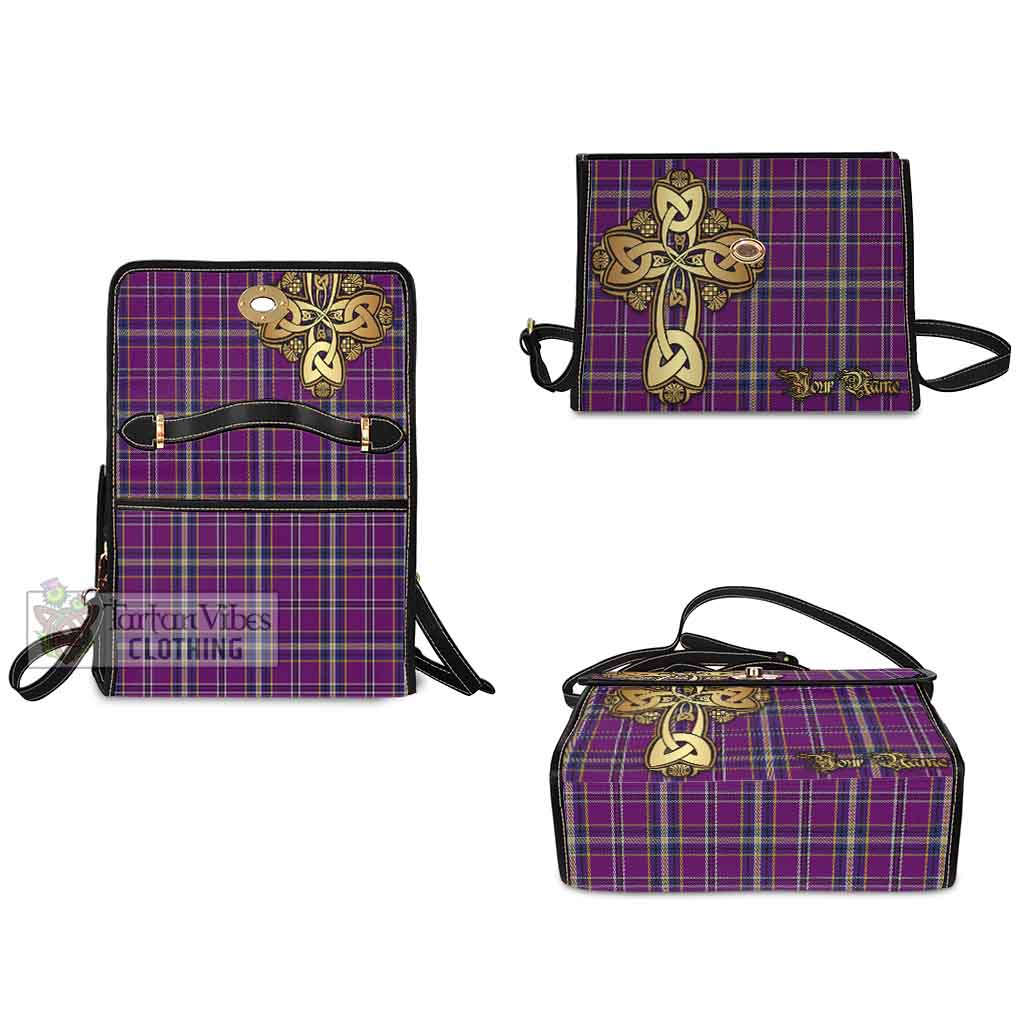 Tartan Vibes Clothing O'Riagain Tartan Waterproof Canvas Bag Golden Thistle Celtic Cross Style