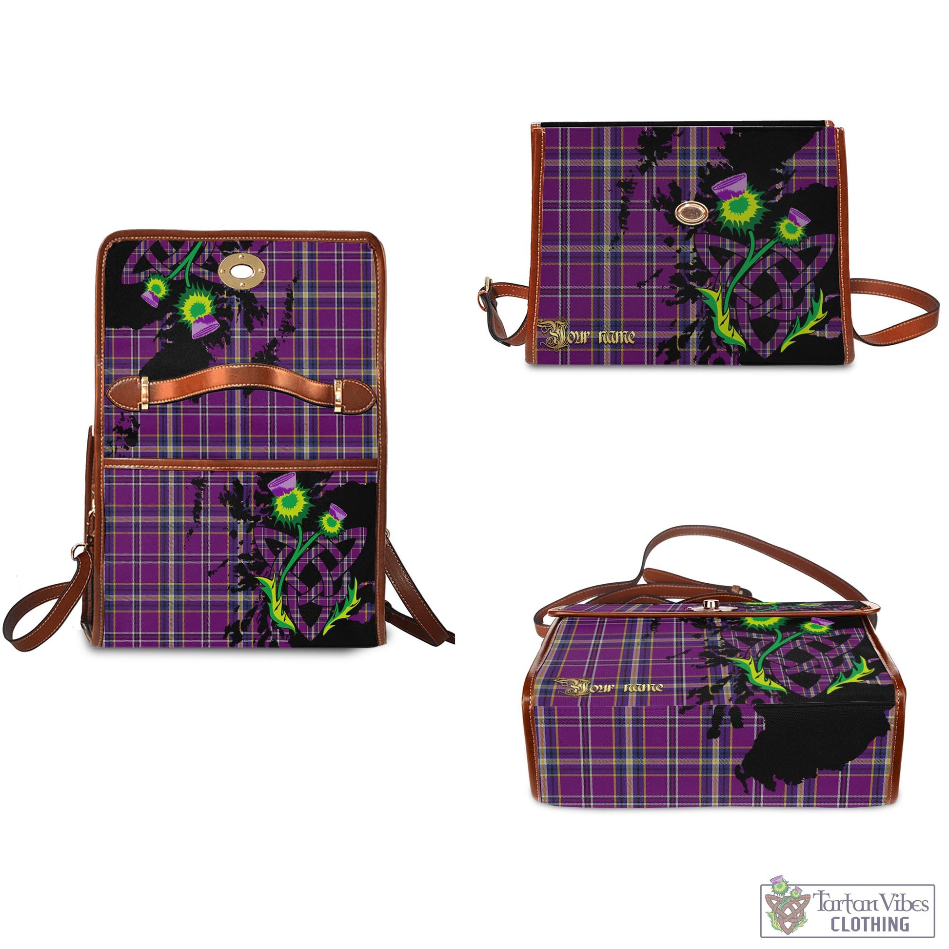 Tartan Vibes Clothing O'Riagain Tartan Waterproof Canvas Bag with Scotland Map and Thistle Celtic Accents