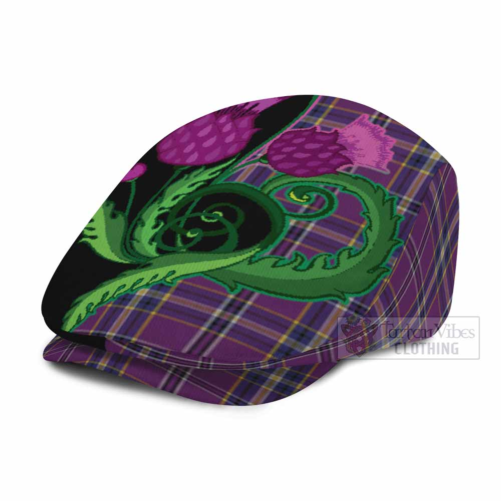 O'Riagain Tartan Flat Cap, Jeff Cap Traditional Scottish Thistle