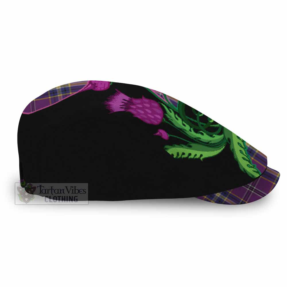 O'Riagain Tartan Flat Cap, Jeff Cap Traditional Scottish Thistle