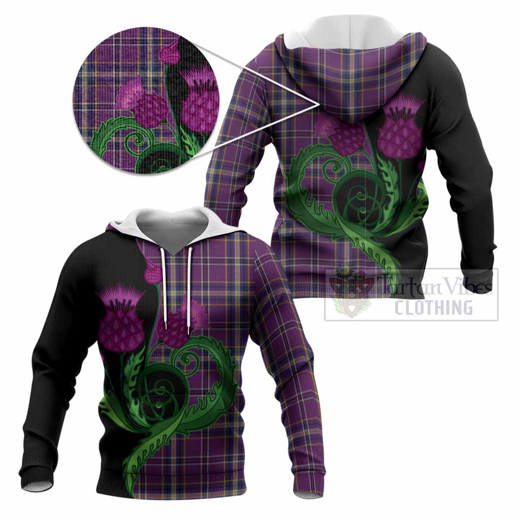 O'Riagain Tartan Knitted Hoodie Traditional Scottish Thistle