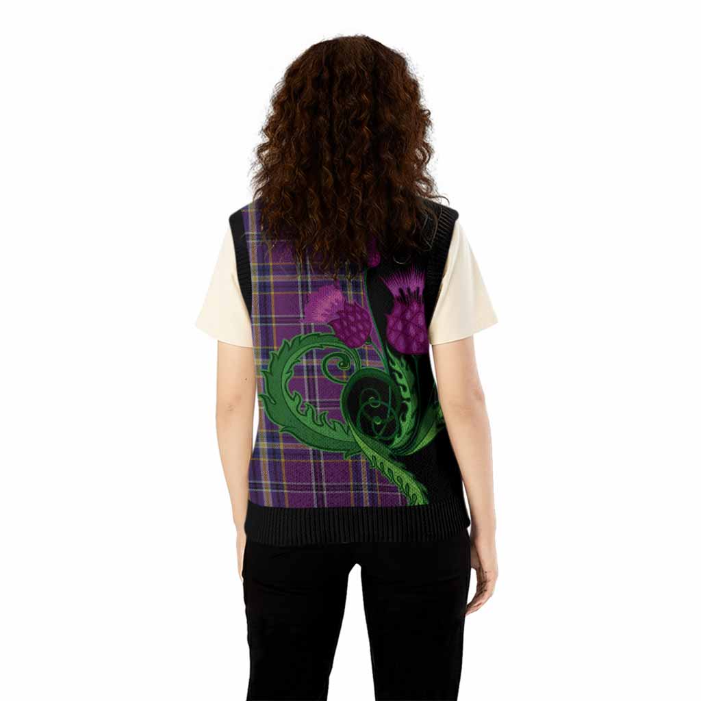 O'Riagain Tartan Knitted V-Neck Vest Traditional Scottish Thistle