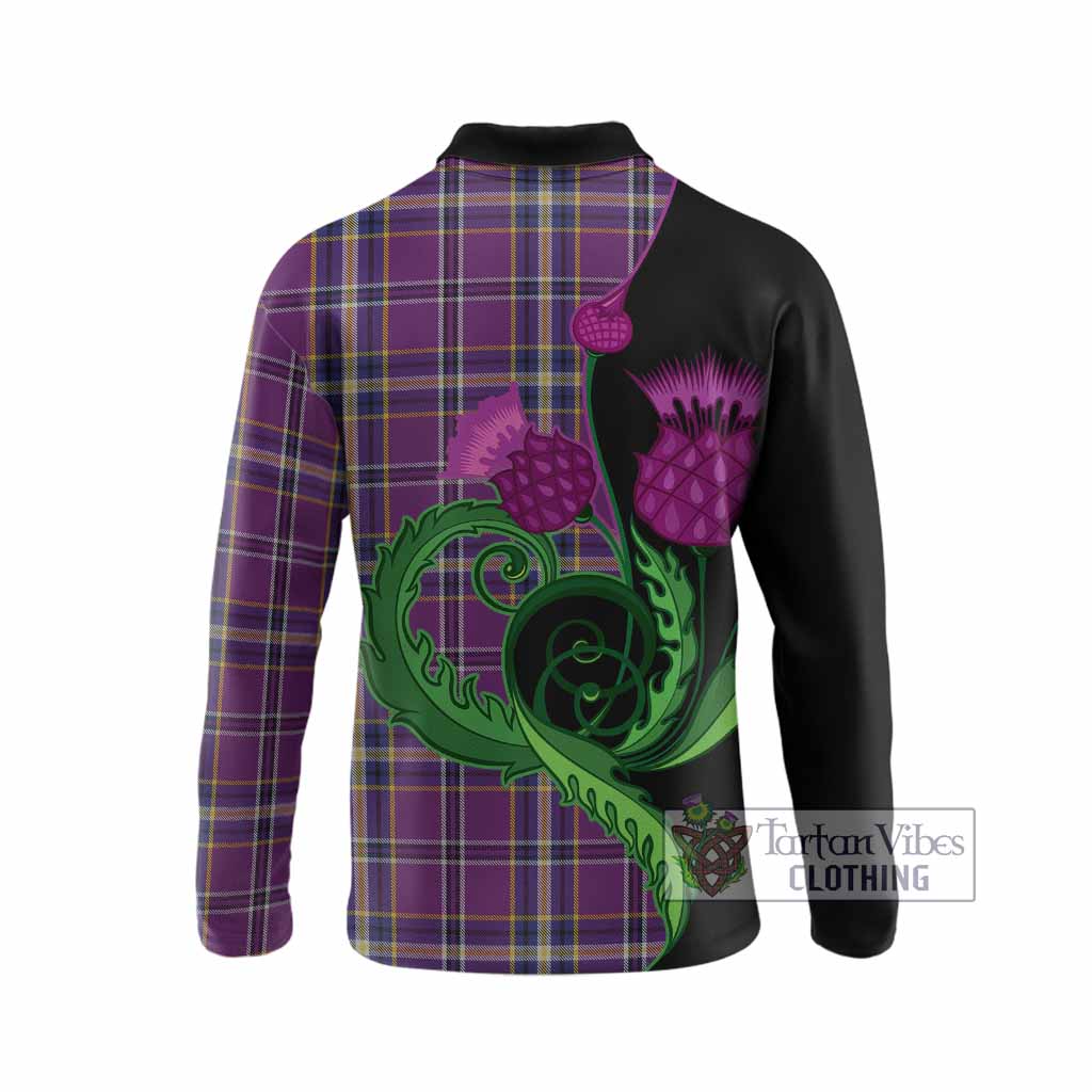 O'Riagain Tartan Long Sleeve Polo Shirt Traditional Scottish Thistle
