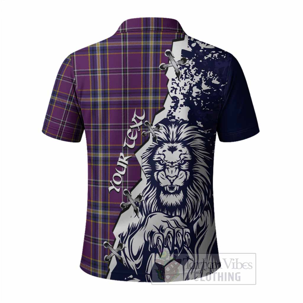 O'Riagain Tartan Scottish Polo Shirt Angry Lion With Soccer Ball Style