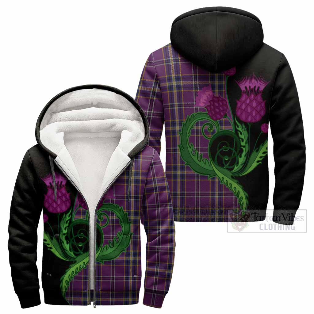 O'Riagain Tartan Sherpa Hoodie Traditional Scottish Thistle