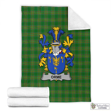 Tartan Vibes Clothing Orme Irish Clan Tartan Blanket with Coat of Arms