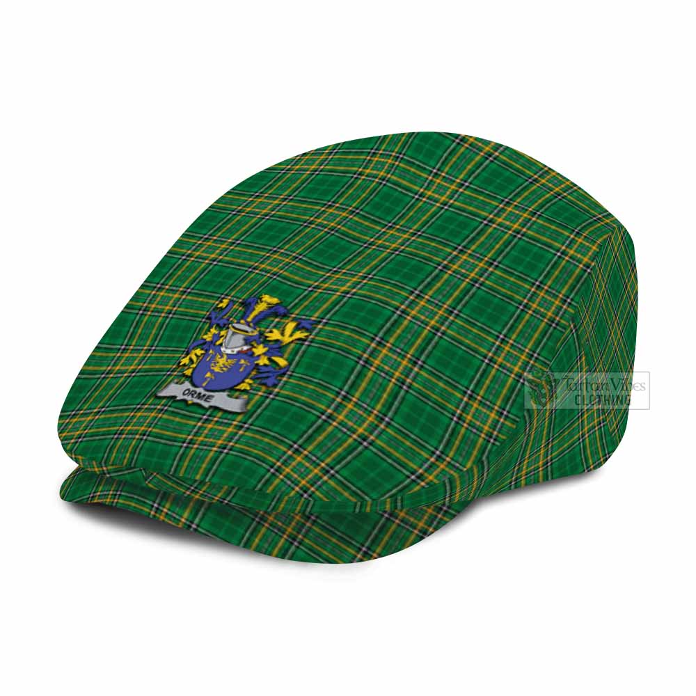 Orme Irish Clan Tartan Jeff Cap, Tartan Flat Cap with Coat of Arm - Tartan Vibes Clothing