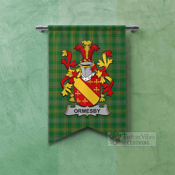 Tartan Vibes Clothing Ormesby Irish Clan Tartan Gonfalon, Tartan Banner with Coat of Arms