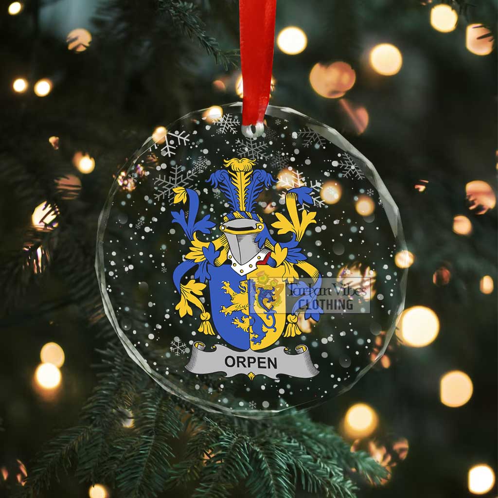 Tartan Vibes Clothing Orpen Irish Clan Christmas Glass Ornament with Coat of Arms