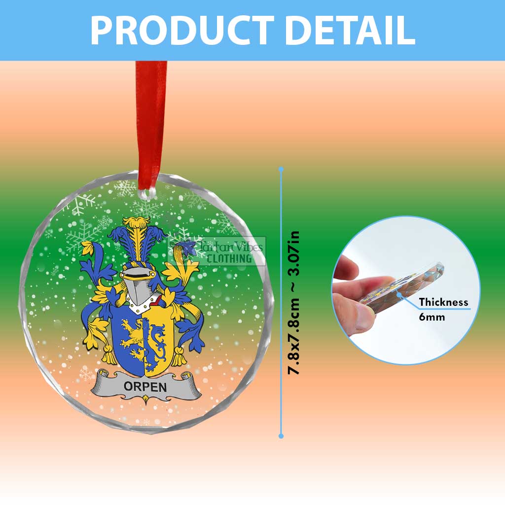 Tartan Vibes Clothing Orpen Irish Clan Christmas Glass Ornament with Coat of Arms