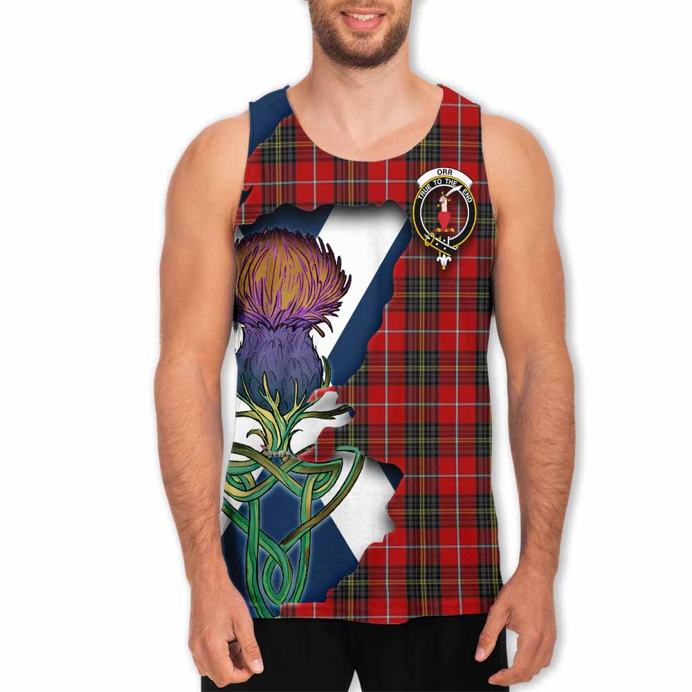 Tartan Vibes Clothing Orr Tartan Family Crest Men's Tank Top Scottish Thistle Celtic Inspired