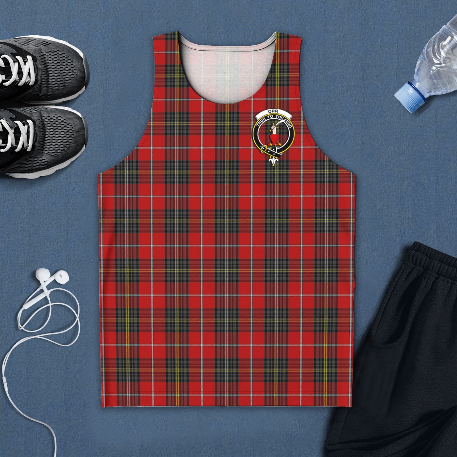 Orr Tartan Mens Tank Top with Family Crest 5XL - Tartan Vibes Clothing