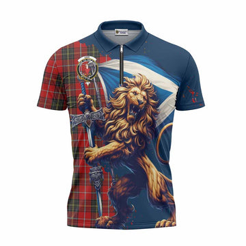 Orr Tartan Family Crest Zipper Polo Shirt with Scottish Majestic Lion Unisex - Tartan Vibes Clothing