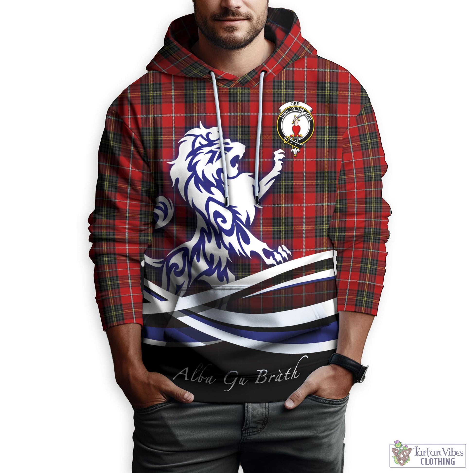 Orr Tartan Hoodie with Alba Gu Brath Regal Lion Emblem Zip Hoodie - Tartan Vibes Clothing