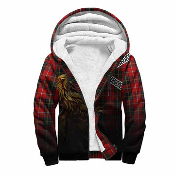 Orr Crest Tartan Sherpa Hoodie with Golden Lion Emblem Celtic Style Unisex S - Tartan Vibes Clothing