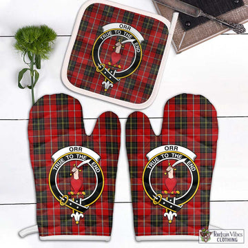 Orr Tartan Combo Oven Mitt & Pot-Holder with Family Crest Combo 2 Oven Mitt & 1 Pot-Holder Black - Tartan Vibes Clothing