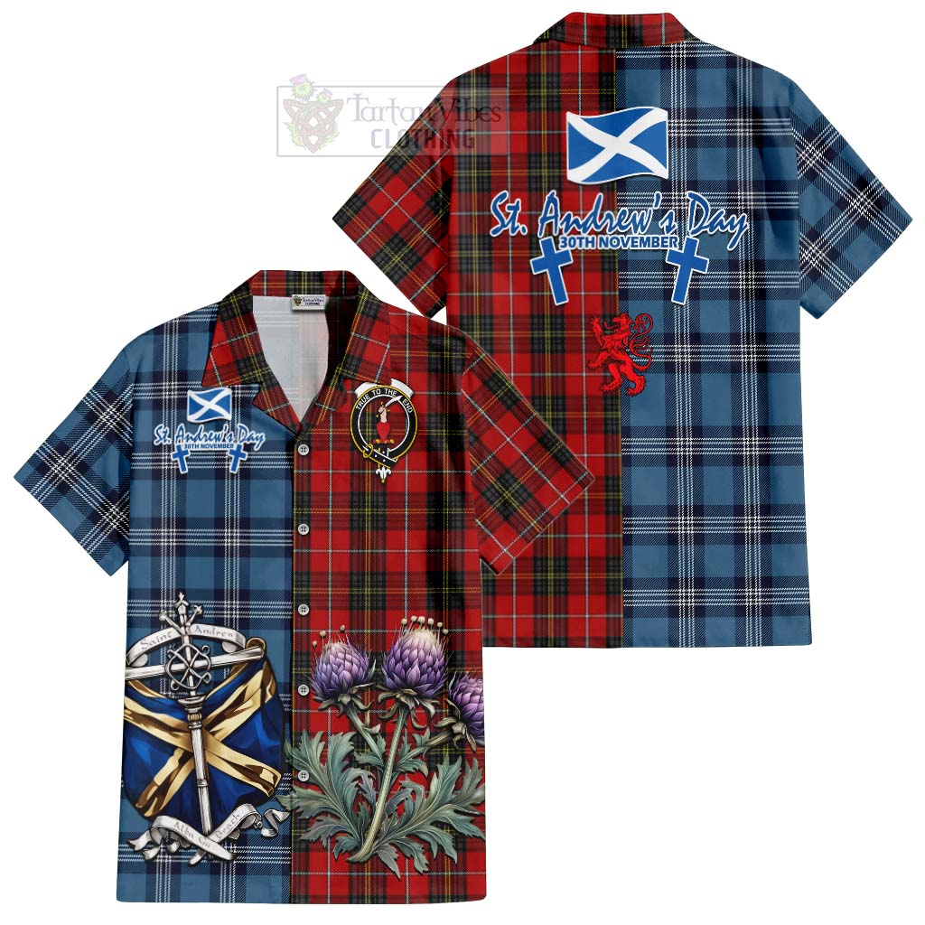 Orr Tartan Hawaiian Shirt Happy St. Andrew's Day Half Tartan Style Kid - Tartan Vibes Clothing
