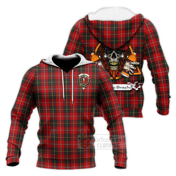 Orr Tartan Knitted Hoodie with Family Crest and Bearded Skull Holding Bottles of Whiskey Unisex Knitted Pullover Hoodie - Tartan Vibes Clothing
