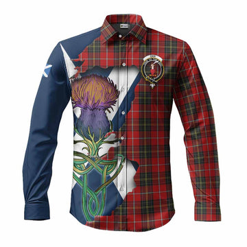 Tartan Vibes Clothing Orr Tartan Family Crest Long Sleeve Button Shirt Scottish Thistle Celtic Inspired