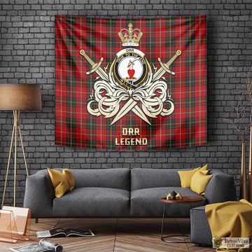 Orr Tartan Tapestry with Clan Crest and the Golden Sword of Courageous Legacy Tapestry - Tartan Vibes Clothing