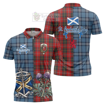 Orr Tartan Zipper Polo Shirt Happy St. Andrew's Day Half Tartan Style Unisex - Tartan Vibes Clothing