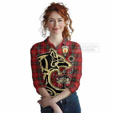 Orr Tartan Women's Casual Shirt with Family Crest Celtic Wolf Style Female - Tartan Vibes Clothing