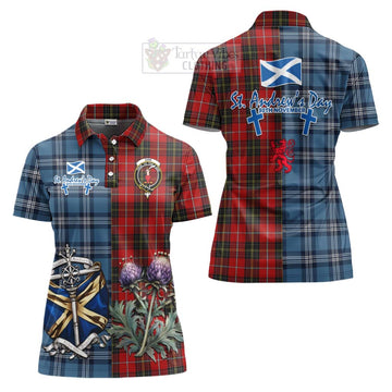 Orr Tartan Women's Polo Shirt Happy St. Andrew's Day Half Tartan Style Women - Tartan Vibes Clothing