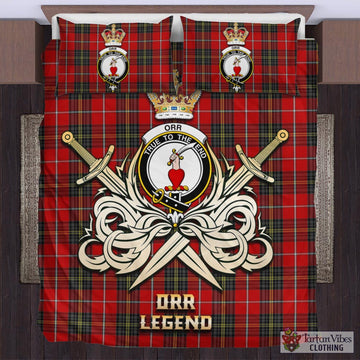 Orr Tartan Bedding Set with Clan Crest and the Golden Sword of Courageous Legacy