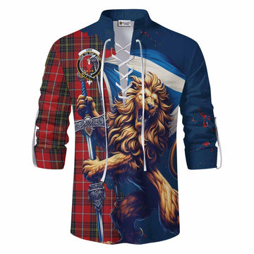 Orr Tartan Family Crest Ghillie Kilt Shirt with Scottish Majestic Lion Men - Tartan Vibes Clothing
