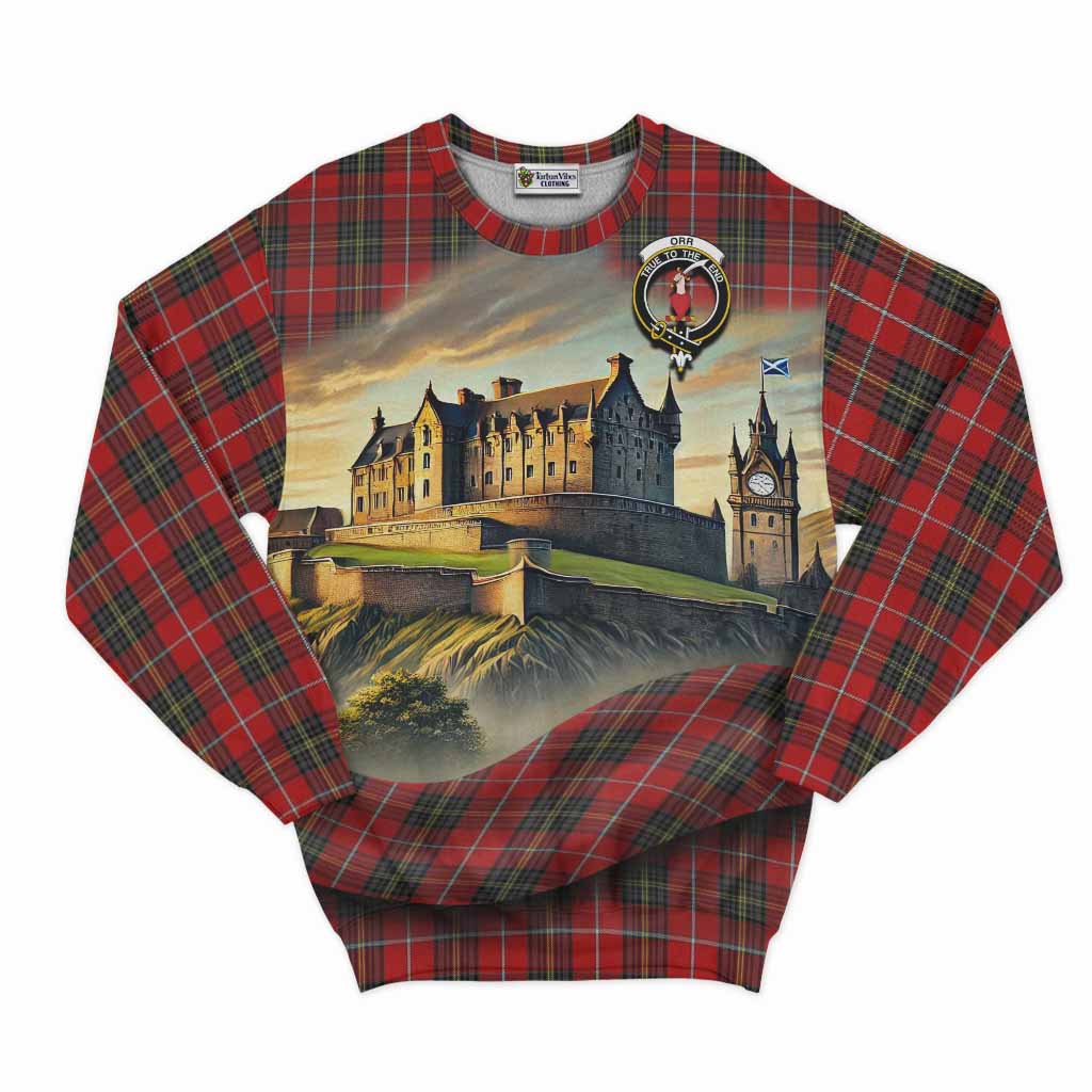 Orr Tartan Family Crest Sweatshirt with Scottish Ancient Castle Style Unisex - Tartan Vibes Clothing