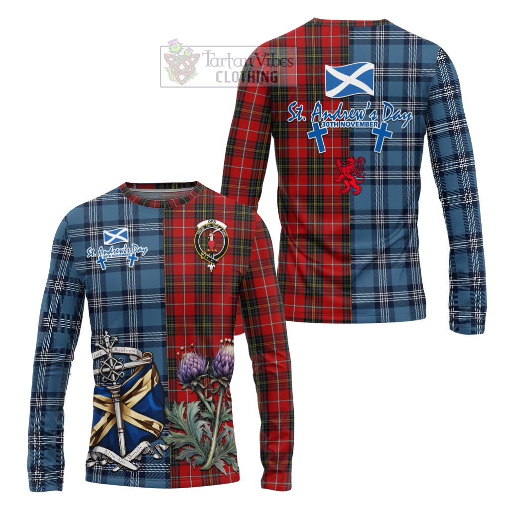 Orr Tartan Long Sleeve T-Shirt Happy St. Andrew's Day Half Tartan Style Unisex - Tartan Vibes Clothing