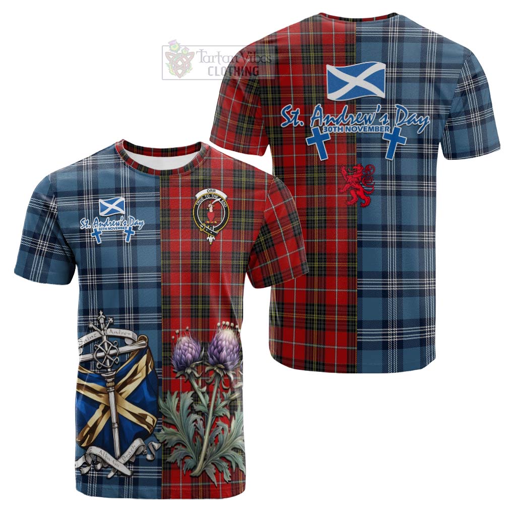 Orr Tartan Cotton T-shirt Happy St. Andrew's Day Half Tartan Style Kid's Shirt - Tartan Vibes Clothing