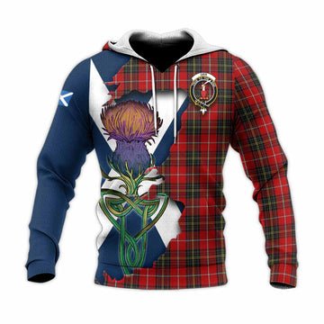 Tartan Vibes Clothing Orr Tartan Family Crest Knitted Hoodie Scottish Thistle Celtic Inspired