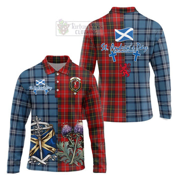 Orr Tartan Long Sleeve Polo Shirt Happy St. Andrew's Day Half Tartan Style Unisex - Tartan Vibes Clothing